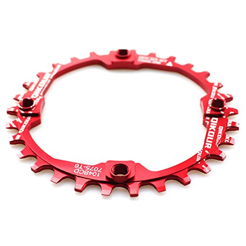 CYSKY Plato Ancho Estrecho 104BCD 30T Bike Solo Plato para 9 10 11 velocidades, mayoría de Las Bicicletas de Carretera Bicicleta de montaña BMX MTB (Rojo)