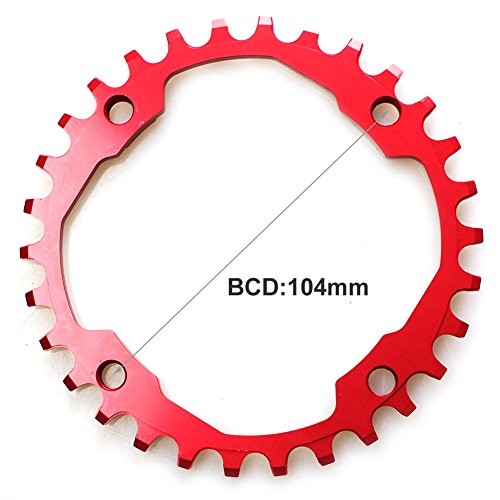 CYSKY Plato Ancho Estrecho 104BCD 30T Bike Solo Plato para 9 10 11 velocidades, mayoría de Las Bicicletas de Carretera Bicicleta de montaña BMX MTB (Rojo)