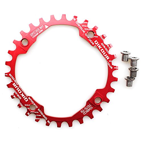 CYSKY Plato Ancho Estrecho 104BCD 30T Bike Solo Plato para 9 10 11 velocidades, mayoría de Las Bicicletas de Carretera Bicicleta de montaña BMX MTB (Rojo)