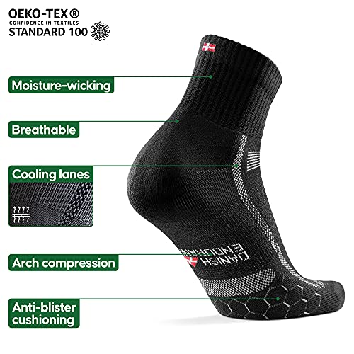 DANISH ENDURANCE Calcetines de Running para Largas Distancias 3 Par (Negro/Gris, EU 43-47)