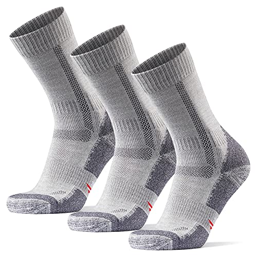 DANISH ENDURANCE Calcetines de Senderismo y Trekking de Lana Merina para Hombre, Mujer y Niños, Otoño e Invierno, Pack de 3 (Gris Claro, EU 39-42)