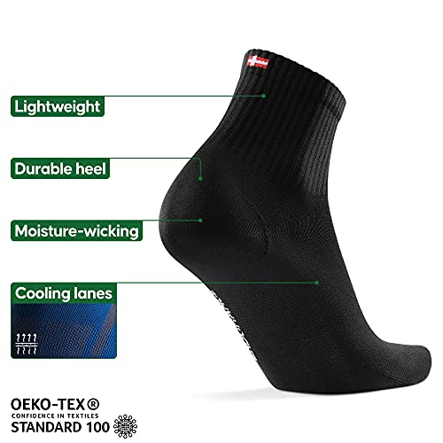 DANISH ENDURANCE Calcetines Deportivos Quarter (3 x Negro sólido, EU 43-47)