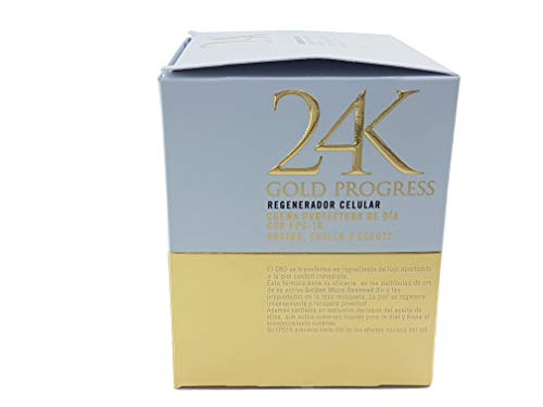 Deliplus Crema reparadora de lujo, 24 K Gold Progress, a base de partículas de oro, cara, cuello y escote, reafirmante, reparante - 50 ml