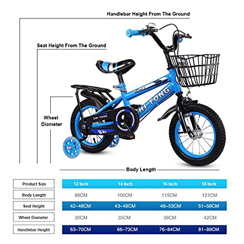 DHMKL 12/14/16/18 Pulgadas Bicis Infantiles Bicicletas NiñOs Bicicletas Infantiles para NiñOs Y NiñAs con Ruedas Entrenamiento Antideslizantes Adecuadas para NiñOs Y NiñAs 2 A 9 AñOs