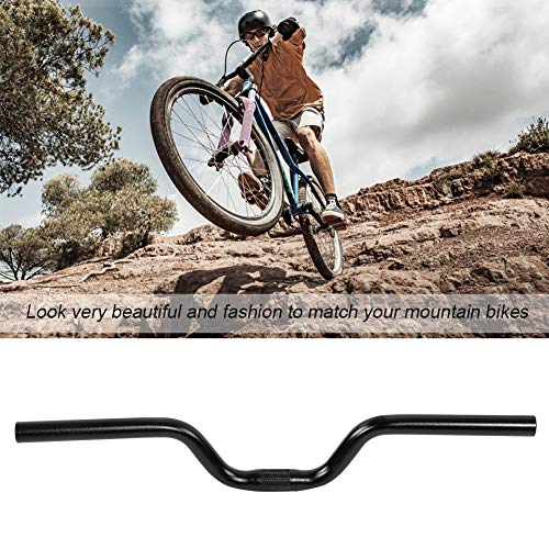 Dioche Manillar de Bicicleta, Bicicleta de Carretera de Aluminio Ligero Bicicleta de Piñón Fijo Rueda Vertical Barra de Manillar 25.4mm(Negro)