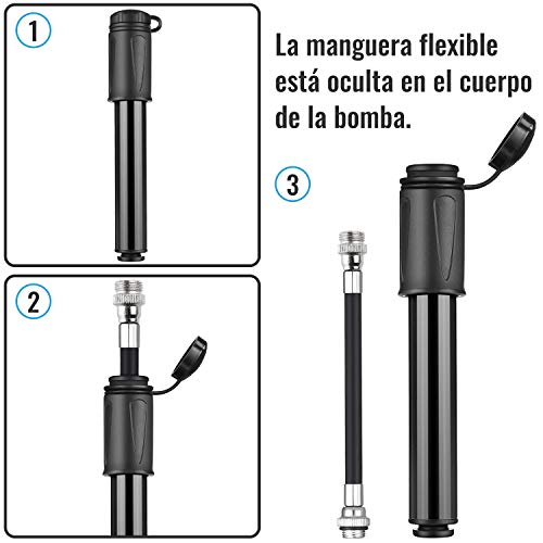 Diyife Bomba de Bicicleta[Alta Presión] Mini Bomba de Bicicleta, Aleación de Aluminio,Neumático de Bicicleta Portátil con Aguja, Montaje en Marco Adecuado para Schrader & Presta, Baloncesto