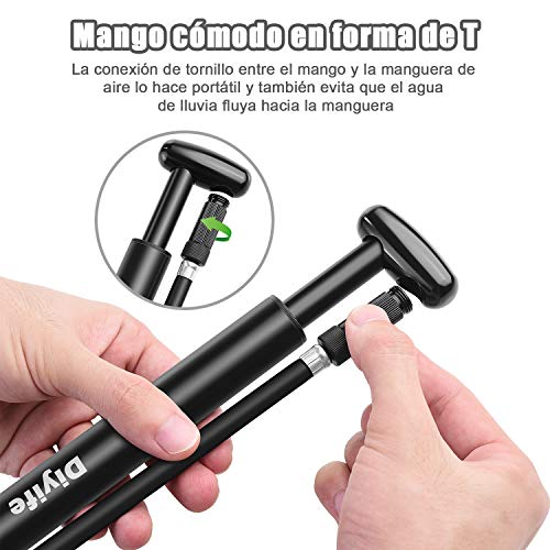 Diyife Bombas de Marco,[Versión Mejorada][Compatible con Todas Las Válvulas] Mini Bomba para Bicicleta 160PSI Bomba de Aire para Equipado con un Juego Completo Bicicletas de Carretera, Montaña y BMX