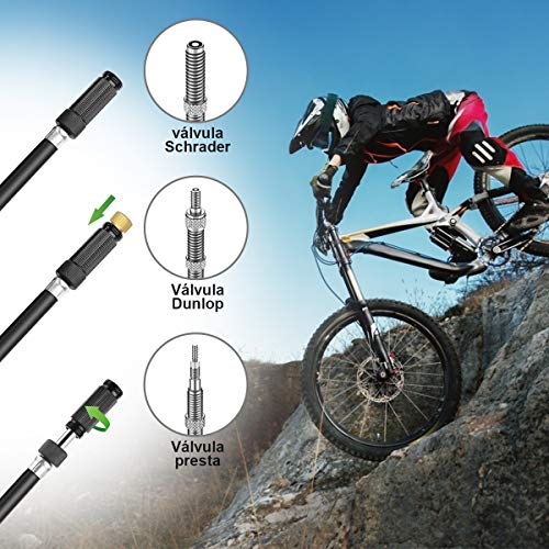 Diyife Bombas de Marco,[Versión Mejorada][Compatible con Todas Las Válvulas] Mini Bomba para Bicicleta 160PSI Bomba de Aire para Equipado con un Juego Completo Bicicletas de Carretera, Montaña y BMX