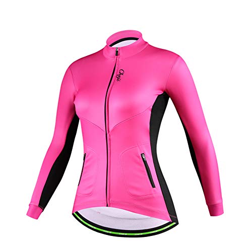 DuShow Mujeres Ciclismo Polar Chaqueta Invierno Manga Larga Ciclismo Jersey Térmico Shoftsell a prueba de viento Bicicleta Jersey