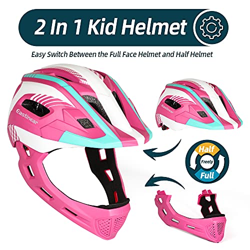 EASTINEAR Casco Bicicleta para Niños Casco Bicicleta Infantil Pequeños de Cara Completa para BMX 3-8 Años Casco Ciclo Multideportivo para Niños y Niñas Monopatín Scooter (Rosa)