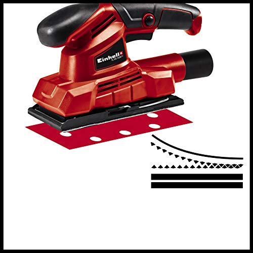 Einhell Lijadora orbital TC-OS 1520/1 (150W, 24.000 1min de velocidad de oscilación, velcro y dispositivo de sujeción, empuñadura suave, incl. 3x papel de lija (P120))