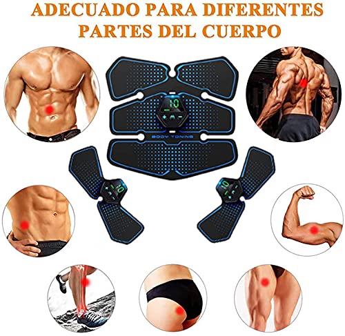 Electroestimulador Muscular, Abdominales Cinturón, Estimulador Muscular Abdominales, Masajeador Eléctrico Cinturón con USB, EMS Ejercitador del Abdomen/Brazo/Piernas/Cintura (Hombre/Mujer)