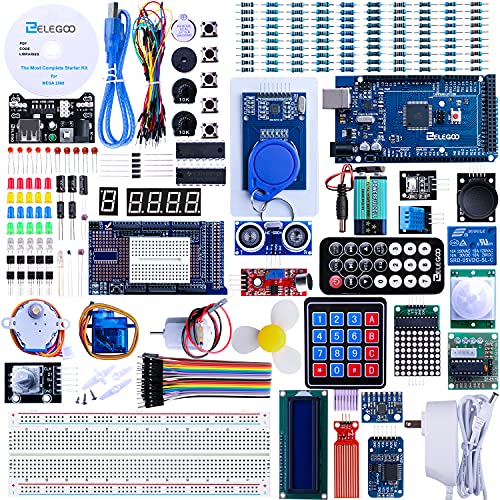 ELEGOO MEGA R3 2560 Conjunto Mas Completo y Avanzado de Iniciación Compatible con Arduino IDE MEGA con Guías Tutorial en Español y Conjunto con Placa Controladora, Servomotor, Motor Paso a Paso