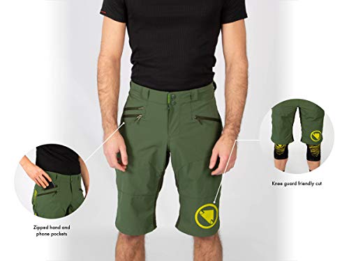 Endura SingleTrack - Pantalones cortos de ciclismo para hombre, color verde bosque, talla XL