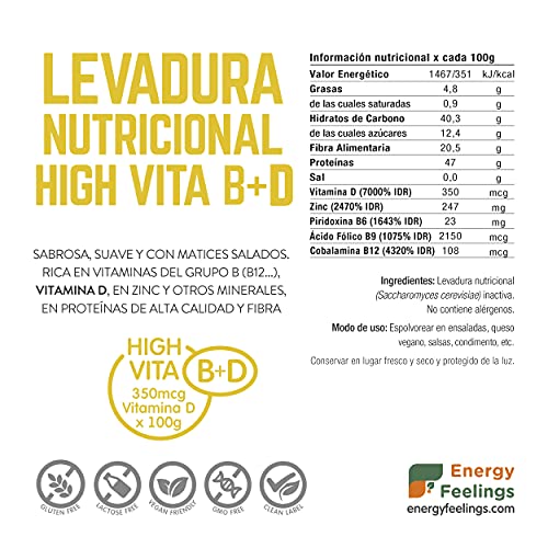 Energy Feelings Levadura Nutricional High Vita D Copos (250 gr)