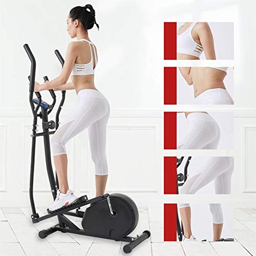 Eortzzpc Bicicleta Elíptica De Lujo para El Hogar, Equipo De Fitness para Interiores con Pantalla De Consola Y Sensor De Frecuencia Cardíaca Y Soporte para Tableta (Color : White)