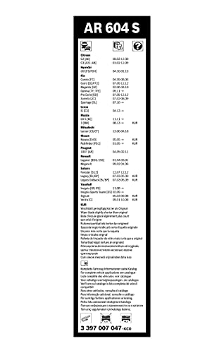 Escobilla limpiaparabrisas Bosch Aerotwin AR604S, Longitud: 600mm/450mm – 1 juego para el parabrisas (frontal)