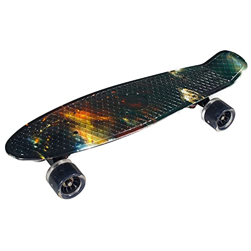 Eseewin 22"x6 Monopatín Mini Cruiser Completo para Principiantes Jóvenes Adolescentes Niñas Niños con Ruedas LED (Phantom)