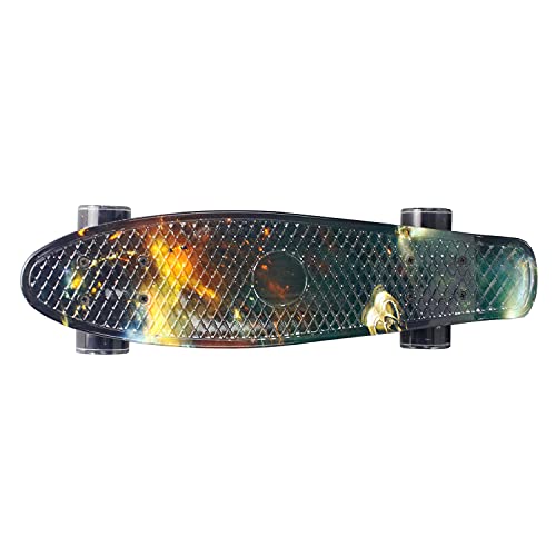 Eseewin 22"x6 Monopatín Mini Cruiser Completo para Principiantes Jóvenes Adolescentes Niñas Niños con Ruedas LED (Phantom)