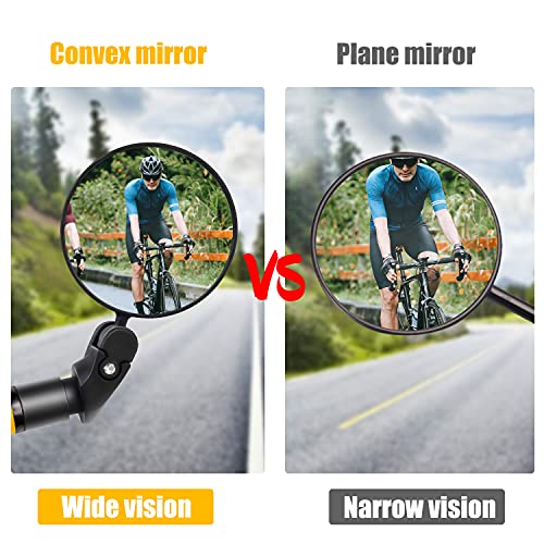 Espejo Retrovisor Bicicleta,Espejo Retrovisor De Bicicleta Hd Convexo,360 Grados Giratorio,Espejo Gran Angular,Bicicleta Montaña, Bici EléCtrica,Bici Carretera Manillar Espej Accesorios Bicicleta