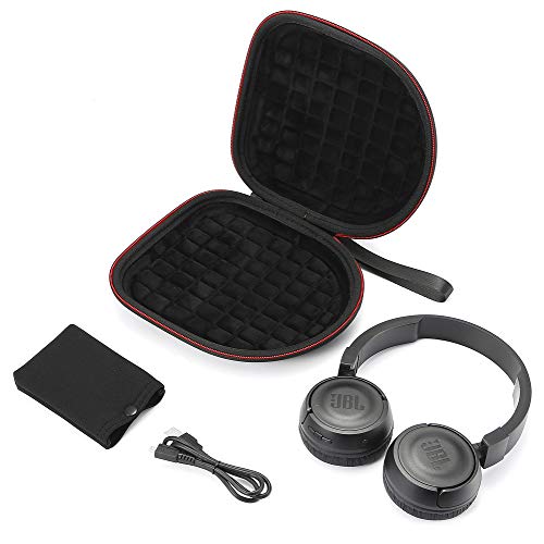 Estuche rígido para JBL T450BT / JBL T500BT sobre Oreja Auriculares inalámbricos Bluetooth, Bolsa Protectora de Viaje para Viaje - Negro(Forro Negro)