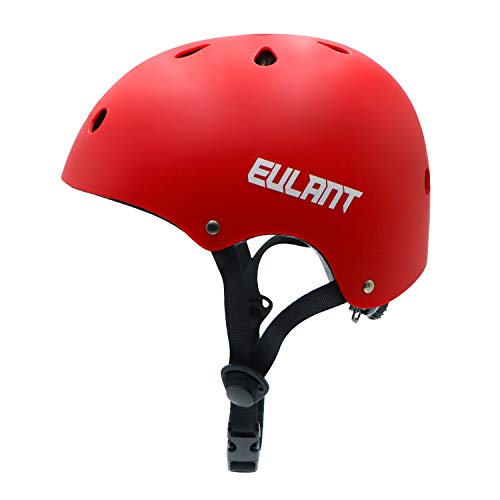 EULANT Casco Bici Niño, Casco Infantil para Monopatín Bicicleta Patinaje Scooter Esquiar, Tamaño de la Cabeza: 48-57cm, Rojo