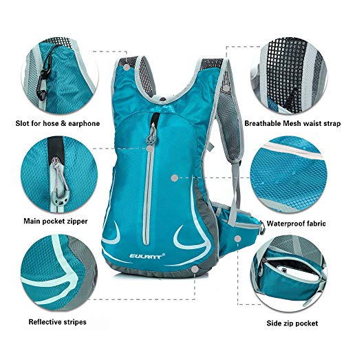 EULANT Mochilas Senderismo Pequeña, 14L Mochila Correr, Ligero Mochila de Bicicleta Reflectante, Mochila Deportes para Acampar Caminar Viajar Gym Escuela Pesca Trekking Bici,Azul