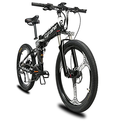 Extrbici Bicicleta de Montaña Eléctrica Plegable 500W Cuadro de Aluminio Doble Suspensión una Rueda XF770 48V 21 Velocidades 26 Pulgadas Blanco