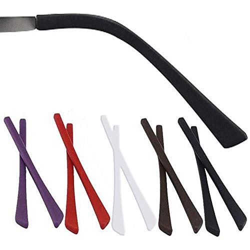 Extremos para las patillas de las gafas, 5 pares de fundas de silicona antideslizantes y suaves para las orejas, para patillas metálicas finas, 5 colores