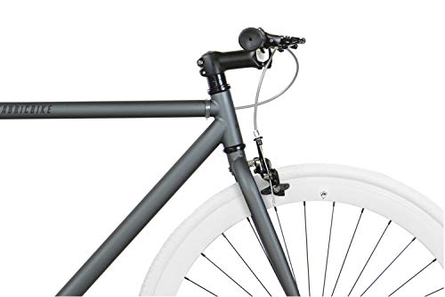 FabricBike- Bicicleta Fixie, piñon Fijo, Single Speed, Cuadro Hi-Ten Acero, 10,45 kg. (Talla M) (S-49cm, Graphite & White)