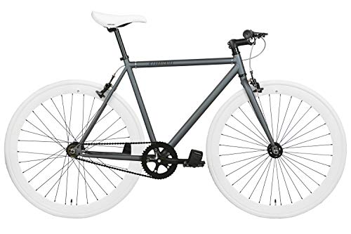 FabricBike- Bicicleta Fixie, piñon Fijo, Single Speed, Cuadro Hi-Ten Acero, 10,45 kg. (Talla M) (S-49cm, Graphite & White)