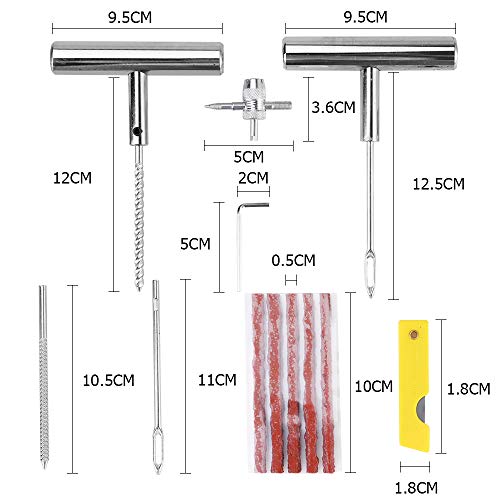 Faburo Kit de Reparación de Neumáticos, Kit Repara Pinchazos Pequeño Herramienta de Reparación de Pinchazos para Neumaticos