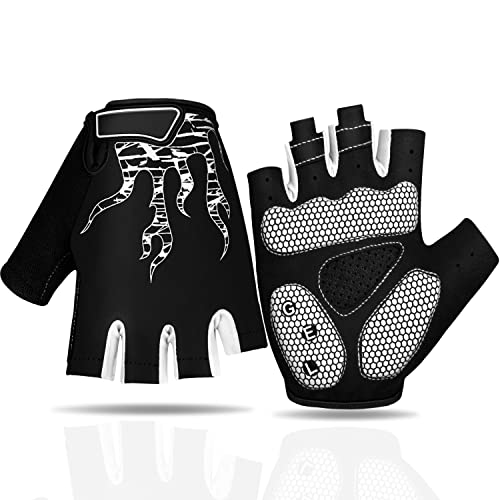 Faneam Antideslizante Guantes de Ciclismo Verano Medio Dedo Guantes de Bicicleta Montaña para Hombre Mujer, Transpirable Guantes Cortos MTB Gel Guantes Cortos Deportivos Moto, Unisexo