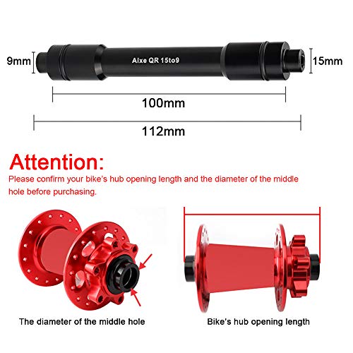 FAVENGO Adaptador Eje de 9 a 15 mm Adaptador Eje Pasante para Rodillo Adaptador Eje Bicicleta Eje de Rueda de Delantera Adaptador Qr Liberación Rápida para MTB Bicicleta + 2 Anillas de Goma