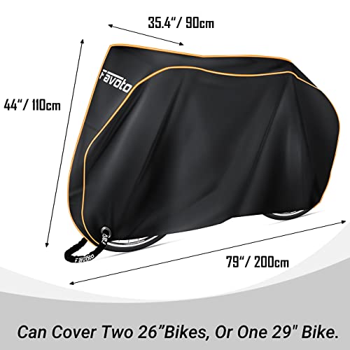 Favoto Funda para Bicicleta Exterior, 210D Oxford Cubierta Protector Impermeable con Largas Tiras Reflectantes contra Lluvia/UV/Polvo/Nieve para Montaña Carretera, 200x90x110cm Negro