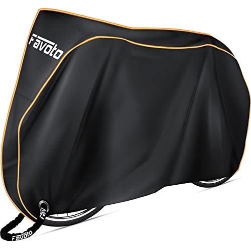 Favoto Funda para Bicicleta Exterior, 210D Oxford Cubierta Protector Impermeable con Largas Tiras Reflectantes contra Lluvia/UV/Polvo/Nieve para Montaña Carretera, 200x90x110cm Negro