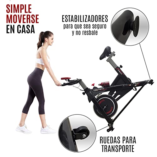 FFitness Indoor Spinning Bike Cycling - Bicicleta para entrenamiento en casa con soporte para smartphone, cardio y volante de 6 kg