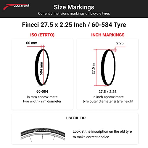 Fincci 27.5 x 2.35 Pulgados 60-584 Plegable Cubierta para MTB Montaña Fuera del Camino Hibrida Bici Bicicleta