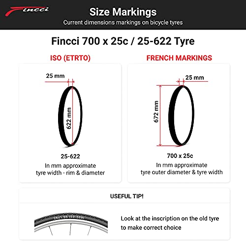 Fincci 700 x 25c 25-622 Cubierta con 3mm Anti Pinchazo 60TPI para Ciclo Carrera Carretera Turismo Bici Bicicleta