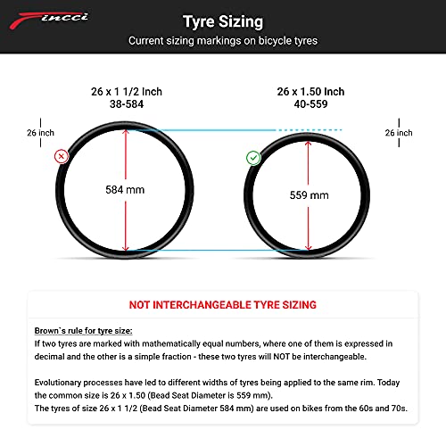 Fincci Par 26 x 1,50 Pulgadas 40-559 Slick Cubiertas para Carretera MTB Montaña Hibrida Bici Bicicleta (Paquete de 2)