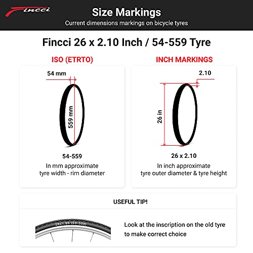 Fincci Par 26 x 2,10 Pulgadas 54-559 Cubiertas para Carretera MTB Montaña Hibrida Bici Bicicleta (Paquete de 2)