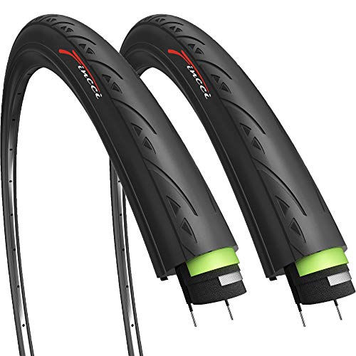 Fincci Par 700 x 25c 25-622 Cubiertas con 3mm Anti Pinchazo 60TPI para Ciclo Carrera Carretera Turismo Bici Bicicleta (Paquete de 2)