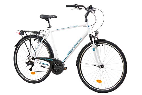 F.lli Schiano Voyager Bicicleta Trekking, Men's, Blanco-Azul, 28''