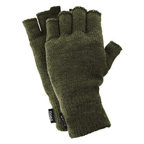 Floso- Guantes Thinsulate térmicos sin dedos para hombre (Talla única) (Negro)