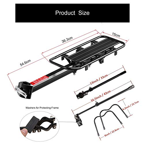 FOCHI Portaequipajes Bicicleta Trasero, Ajustable Bicicleta Portabultos MTB Aluminio con Reflector y Guardabarros Carga Máxima 50 kg