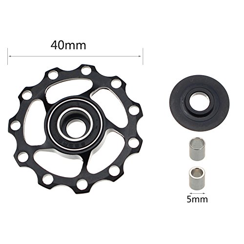 FOMTOR 11T Jockey Wheel 2 Pack Polea de desviador trasero de bicicleta de aluminio para Shimano Sram (negro)