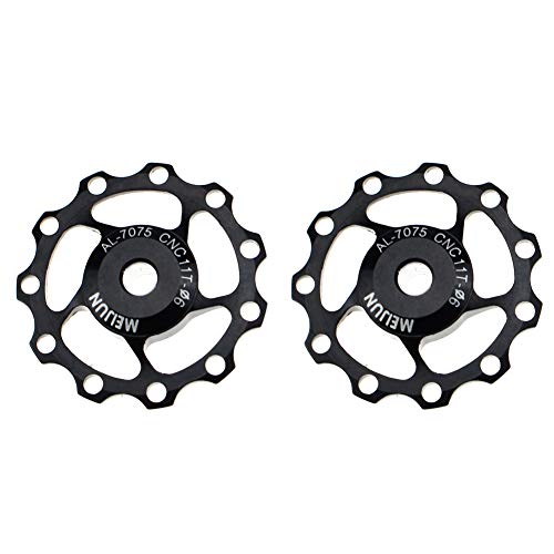 FOMTOR 11T Jockey Wheel 2 Pack Polea de desviador trasero de bicicleta de aluminio para Shimano Sram (negro)