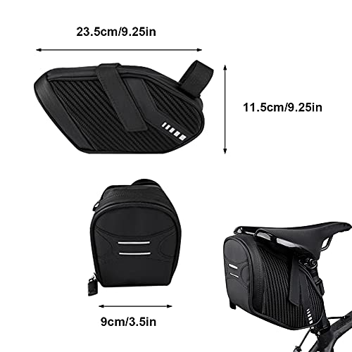 FralnFit Bolsa de sillín de bicicleta de gran capacidad, bolsa de bolsa de cuadro de bicicleta impermeable, bolsa de bicicleta reflectante para bicicleta MTB de carretera de montaña (negro)