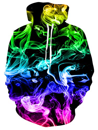 Freshhoodies Hombre 3D Fumar Imprimió Sudadera con Capucha Hoodie Planeta Suéter Deporte Capucha con Grandes Bolsillos M