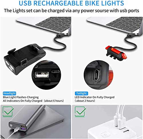 Fulabo Luz Bicicleta, 3 LED 4000 mAh Bicicleta USB Recargable Impermeables Luces Delantera y Trasera con Soporte Para Teléfono con Altavoz de Potencia Móvil,Luz Bici de Montaña y Luz Bici Trasera